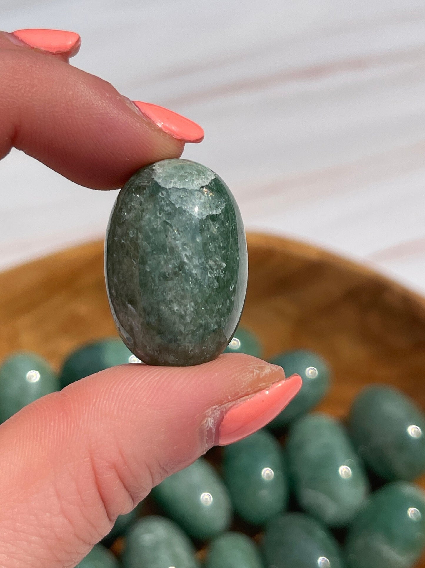 Green Strawberry Quartz Tumbled Stone: Meditation Crystal, Pocket Stone