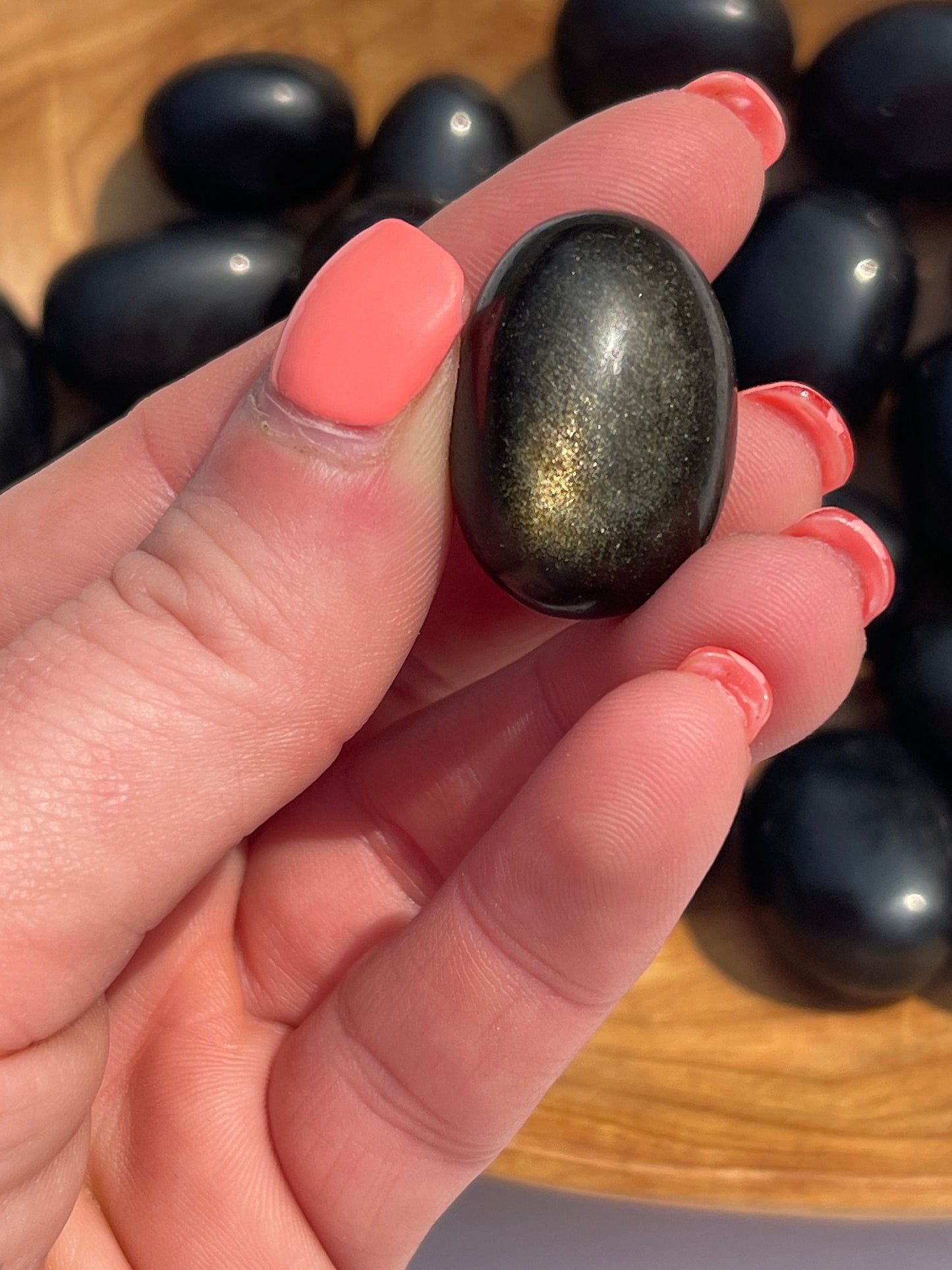 Golden Sheen Obsidian Tumbled Stone: Pocket Meditation Crystal
