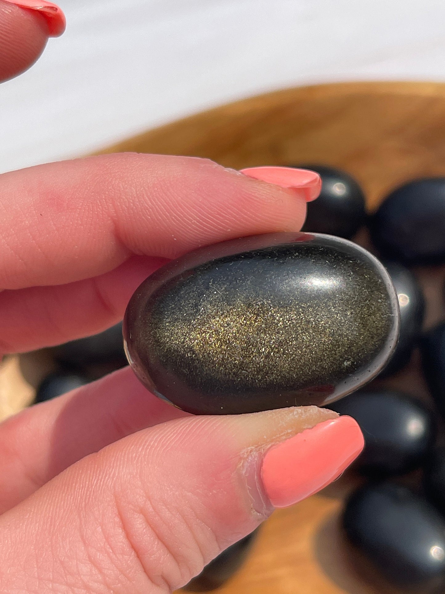 Golden Sheen Obsidian Tumbled Stone: Pocket Meditation Crystal