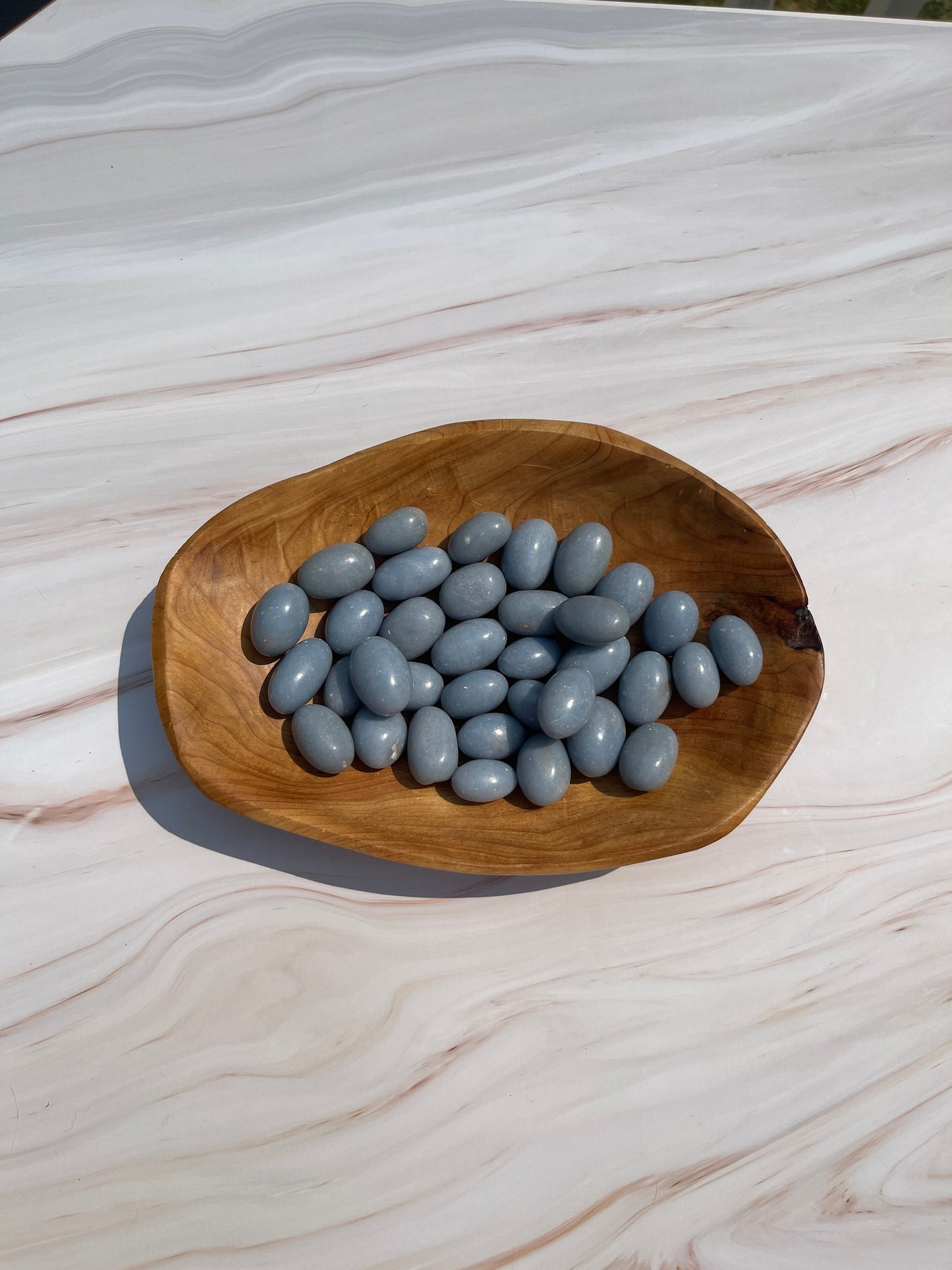 Angelite Tumbled Stone: Calming Meditation Crystal, Pocket Stone