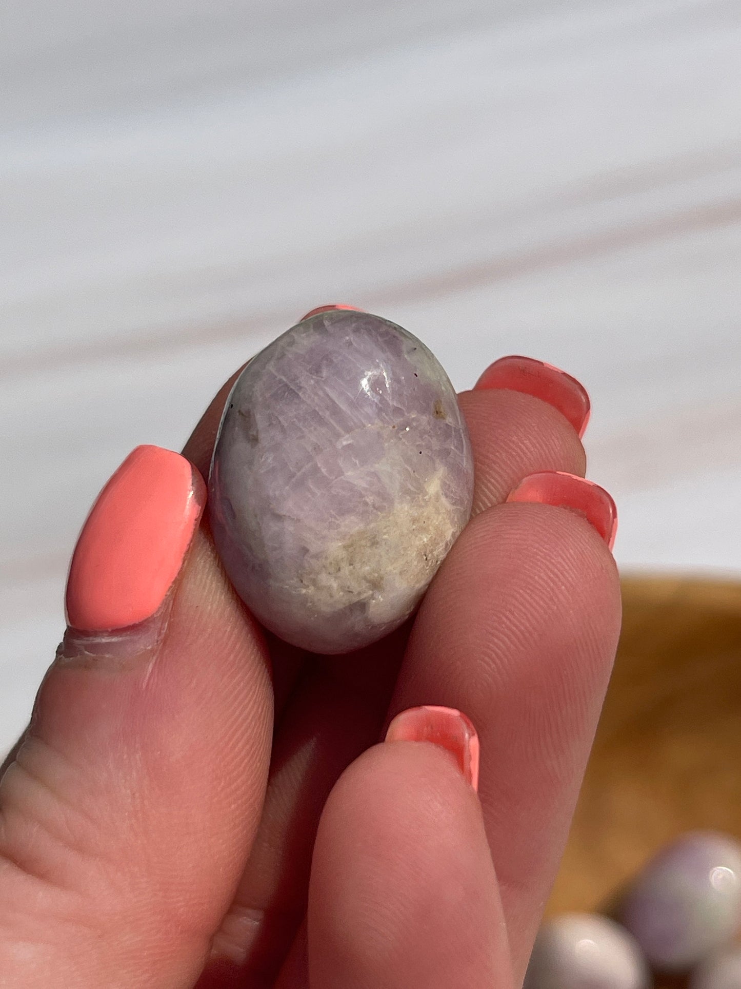 Kunzite Tumbled Stone: Pocket Meditation Crystal