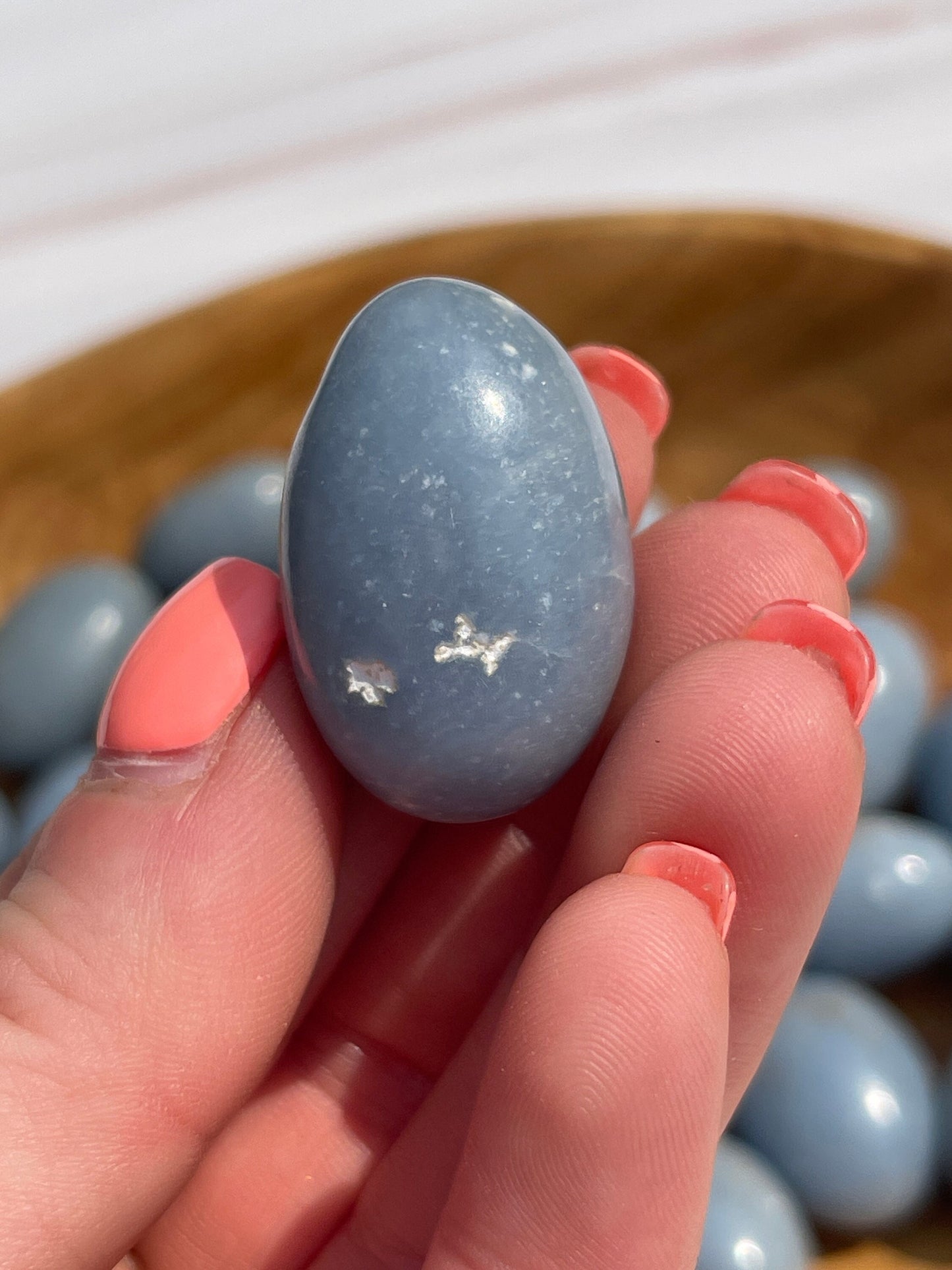 Angelite Tumbled Stone: Calming Meditation Crystal, Pocket Stone