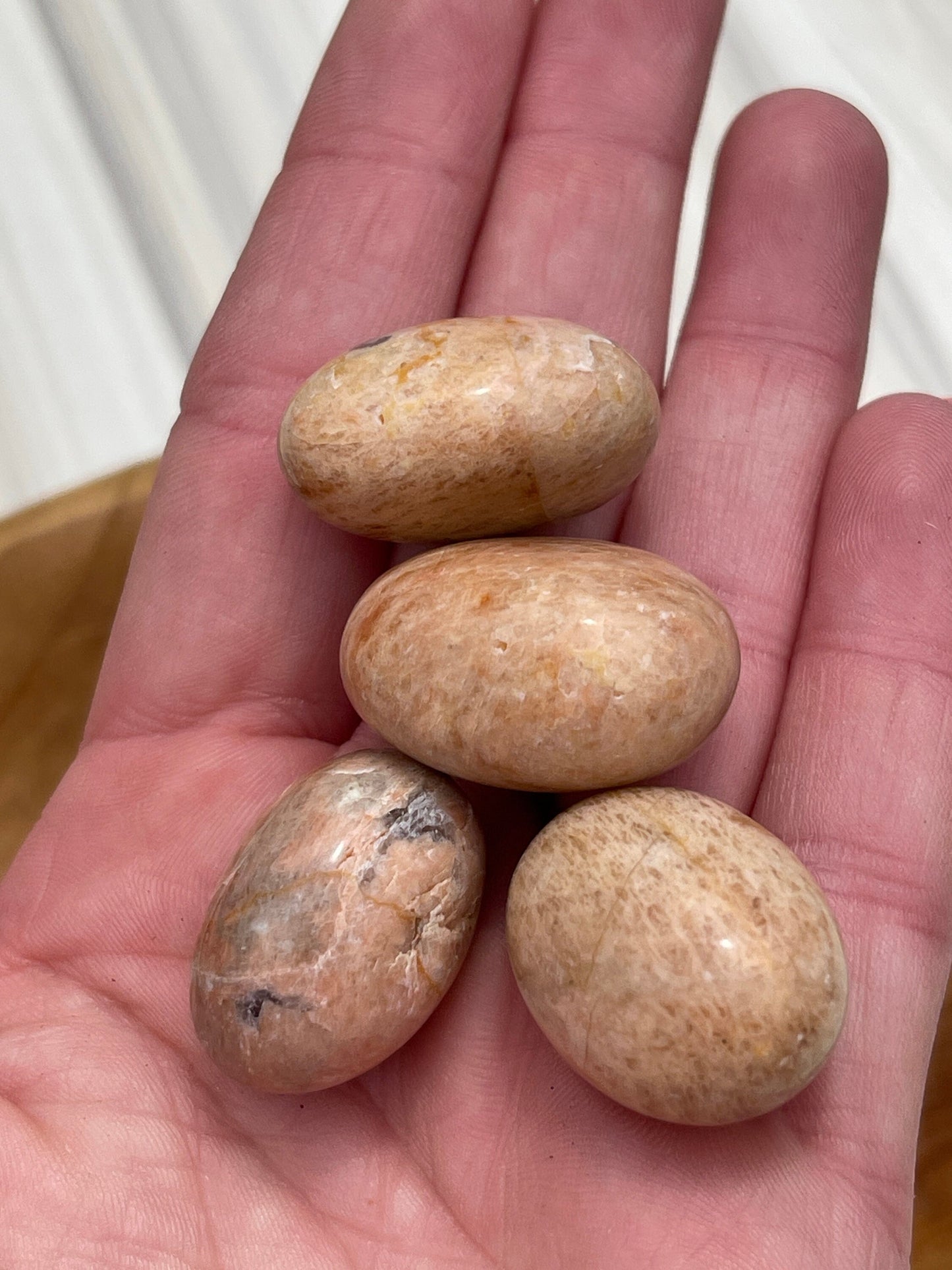 Peach Moonstone & Smoky Quartz Tumbled Stone