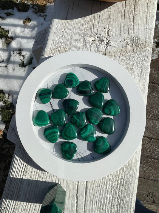 Mini Malachite Heart Carving
