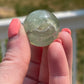 Mini Prehnite Crystal Sphere: Meditation Stone Carving (0.8in)