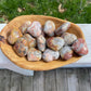Crazy Lace Agate Heart Palm Stone: Chakra Cleansing Crystal Carving