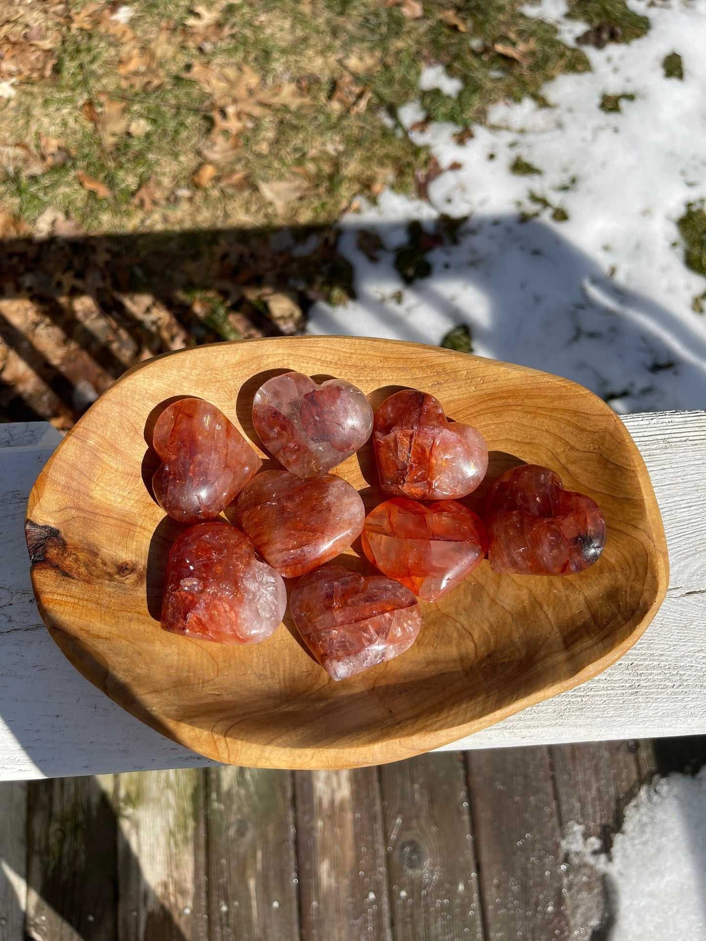 1 Fire Quartz Heart Palm Stone