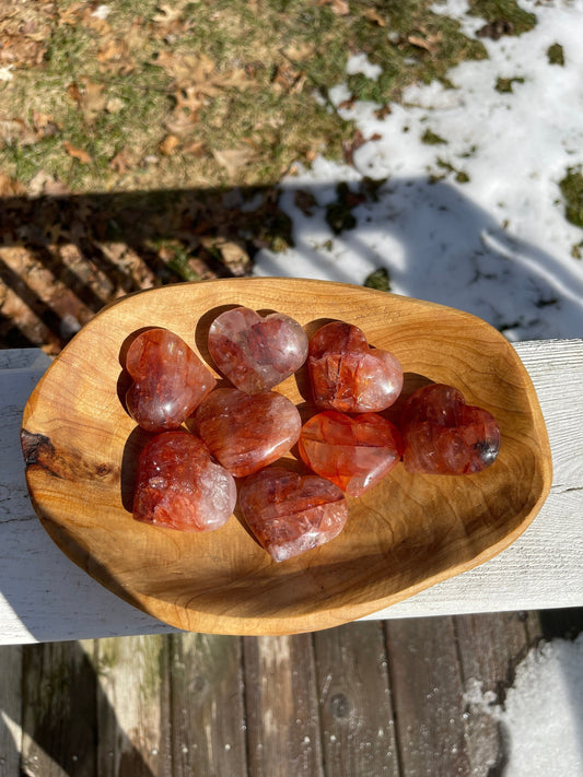 1 Fire Quartz Heart Palm Stone