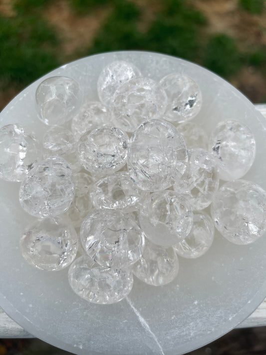 1 Fire and Ice Quartz Tumbled Stone with rainbows