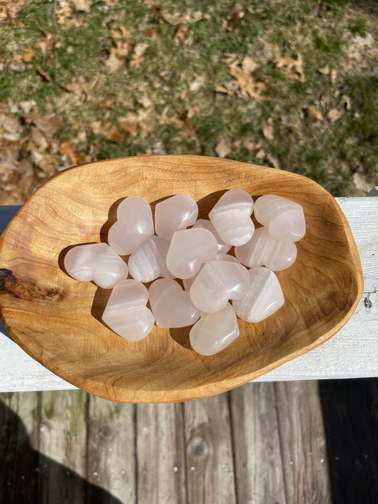 Pink Calcite Crystal Heart Carving