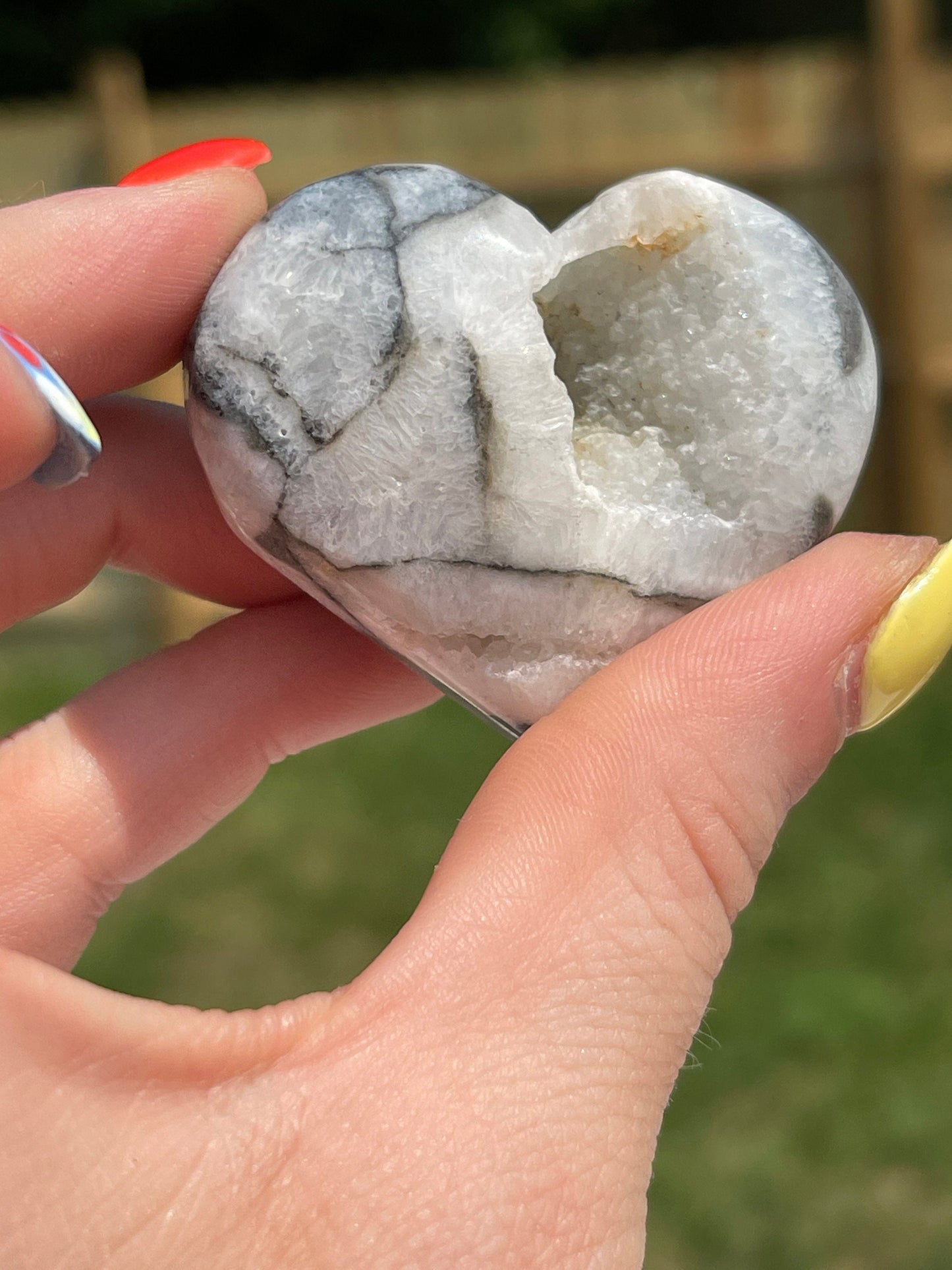 Druzy Sphalerite Heart Palm Stone