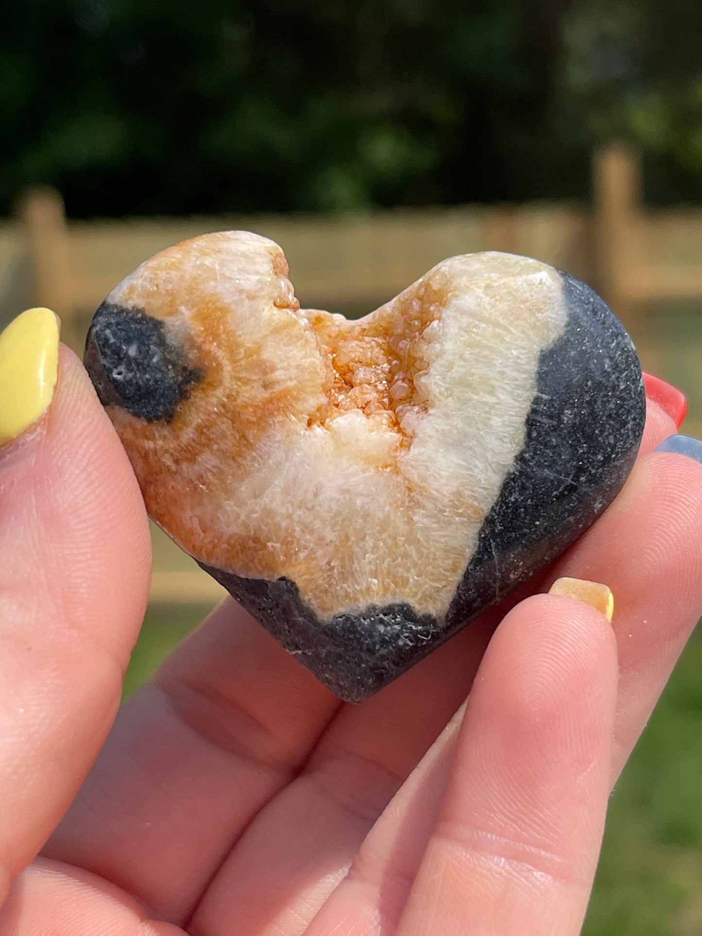 Druzy Sphalerite Heart Palm Stone