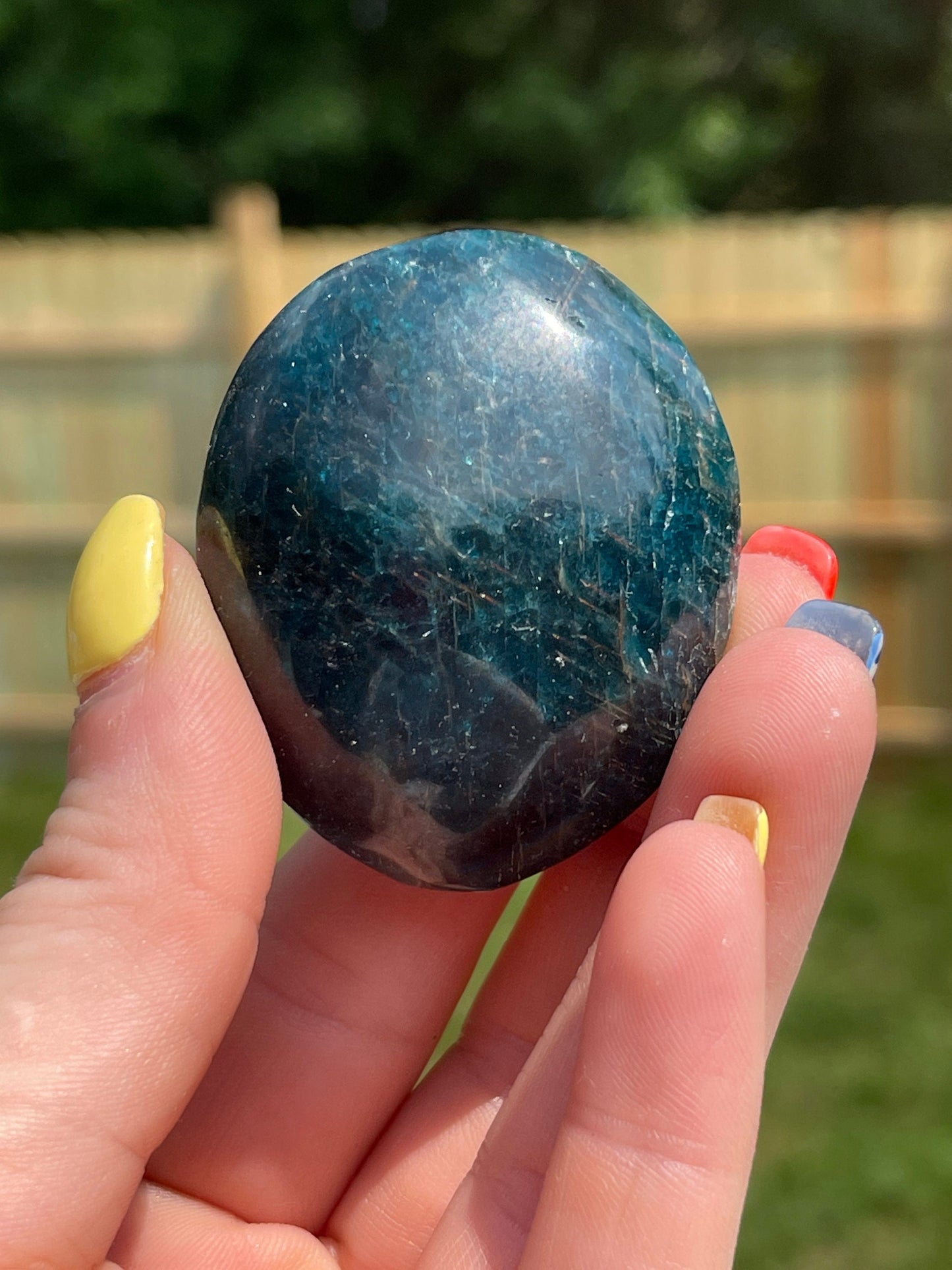 Blue Apatite Crystal Palm Stone