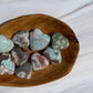 1 Higher quality green flower agate heart palm stone