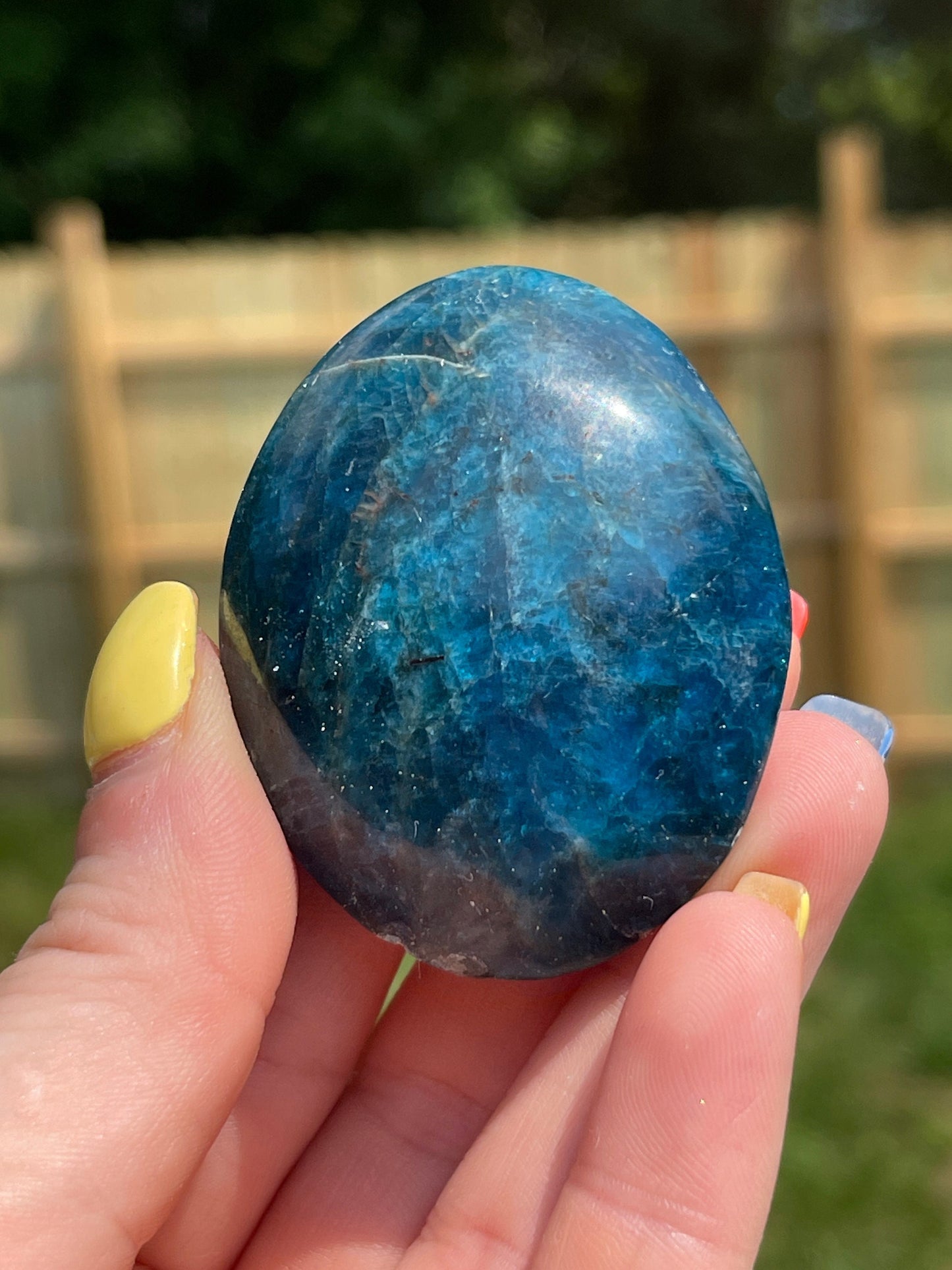 Blue Apatite Crystal Palm Stone