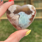 1 Higher quality green flower agate heart palm stone