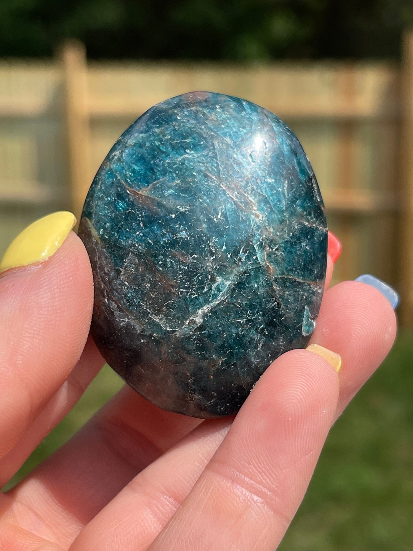 Blue Apatite Crystal Palm Stone