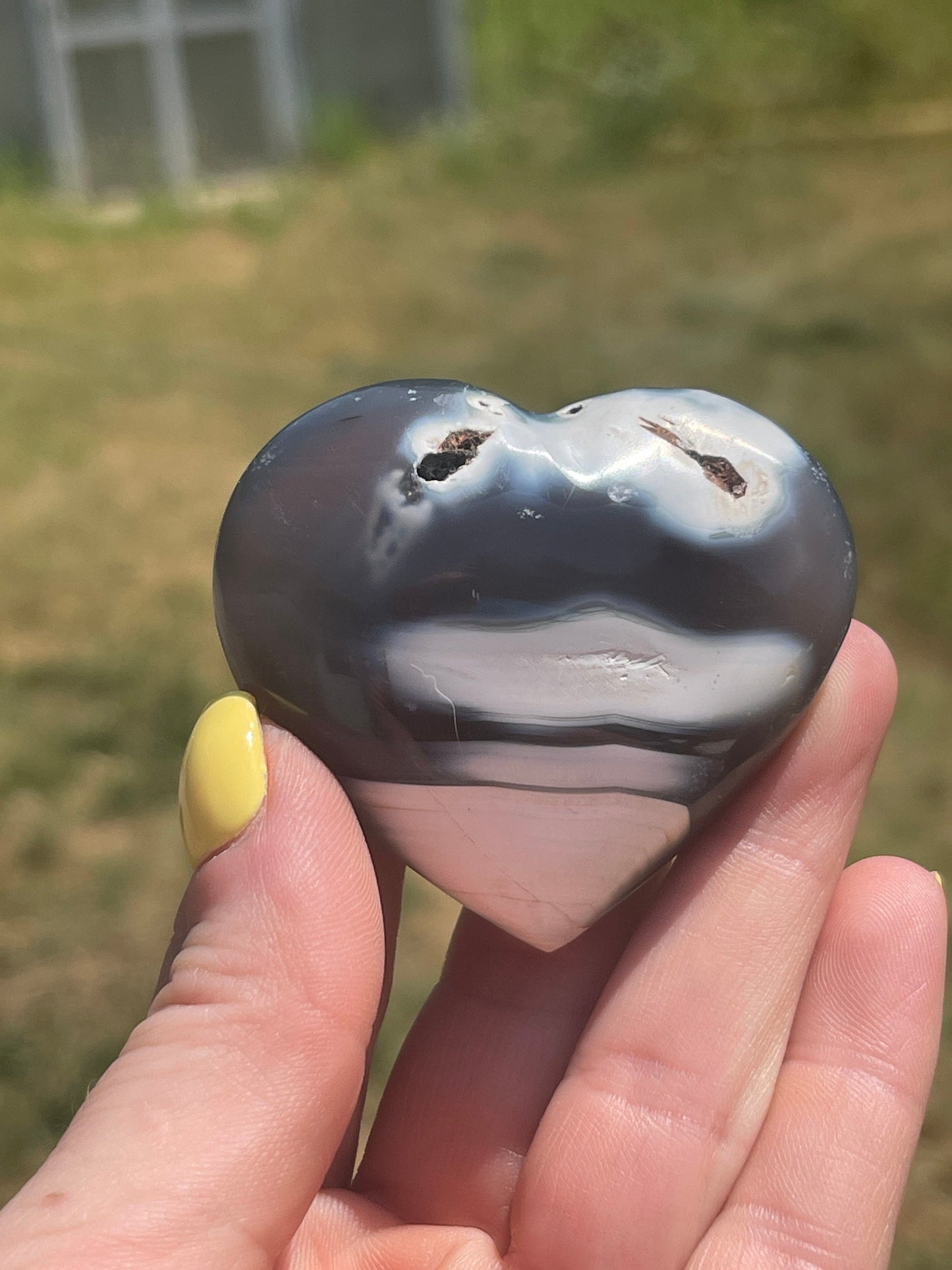 Orca Agate Heart Palm Stone