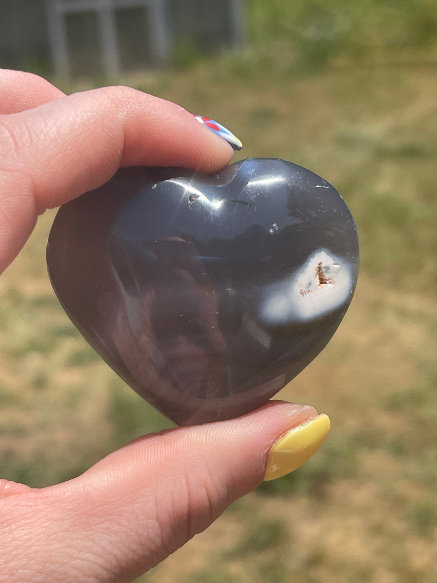 Orca Agate Heart Palm Stone