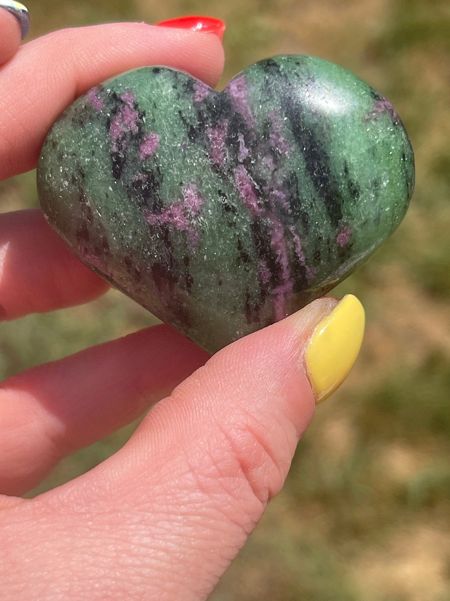 Ruby Zoisite Heart Carving