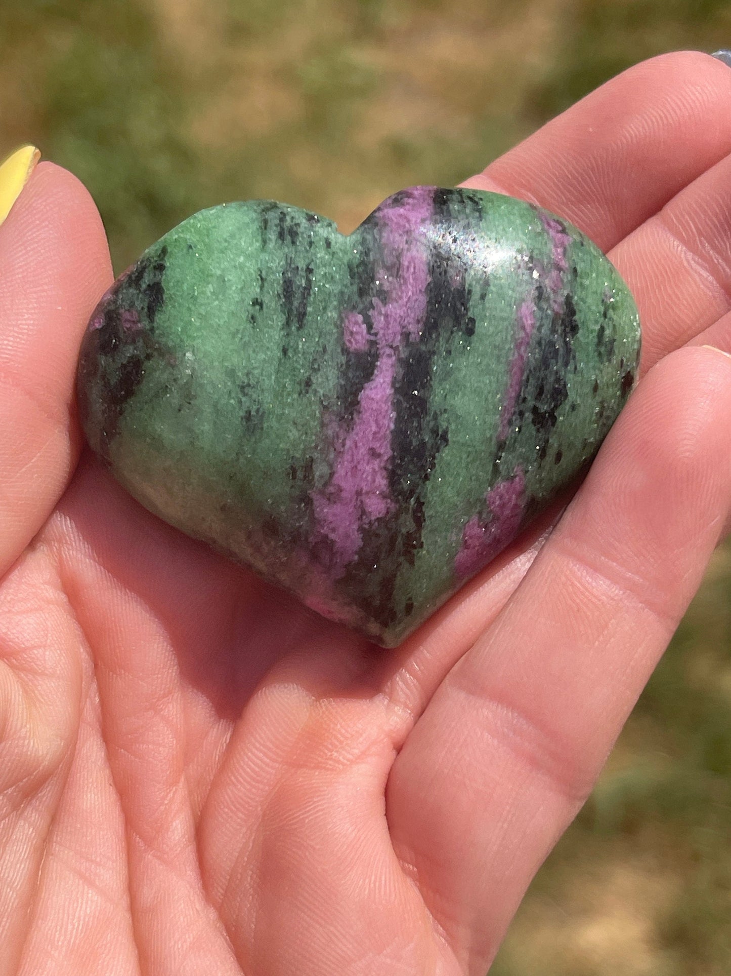 Ruby Zoisite Heart Carving