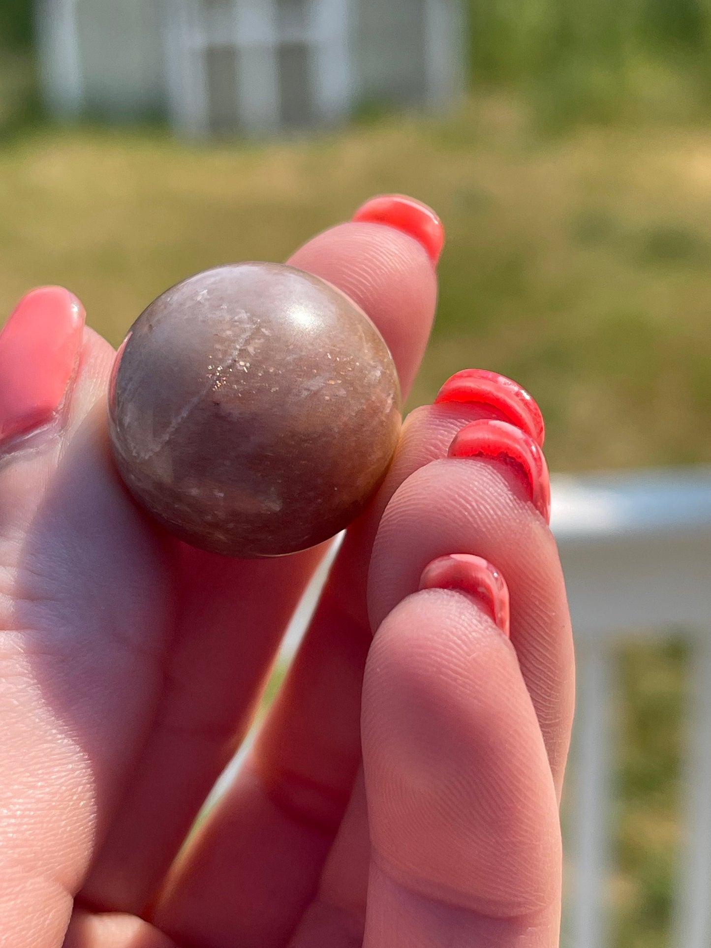 1 Peach moonstone mini sphere | crystal carving | meditation crystal | pocket stone