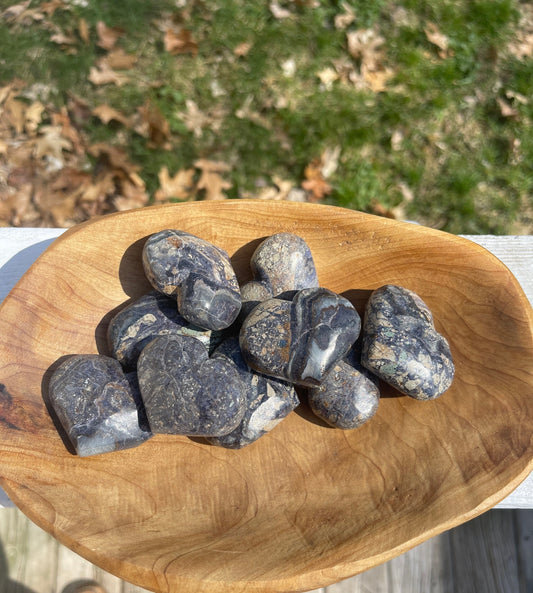 Purple Breccia Jasper Heart Carving: Grounding Meditation Crystal