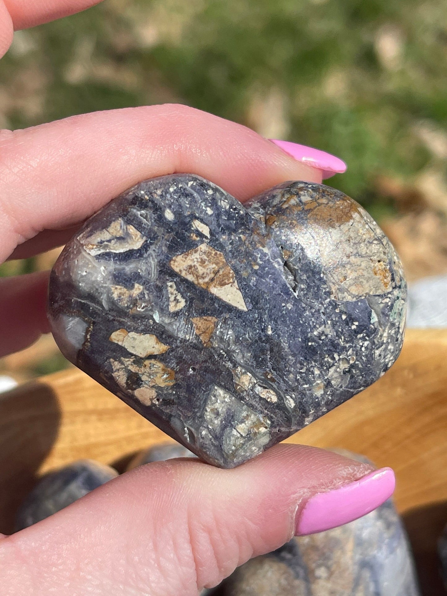 Purple Breccia Jasper Heart Carving: Grounding Meditation Crystal