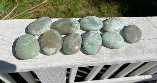 Garnierite Palm Stone: Green Moonstone Crystal