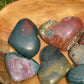 Ocean Jasper Heart Palm Stone: Crystal Carving, Meditation Stone