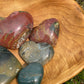 Ocean Jasper Heart Palm Stone: Crystal Carving, Meditation Stone