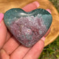Ocean Jasper Heart Palm Stone: Crystal Carving, Meditation Stone