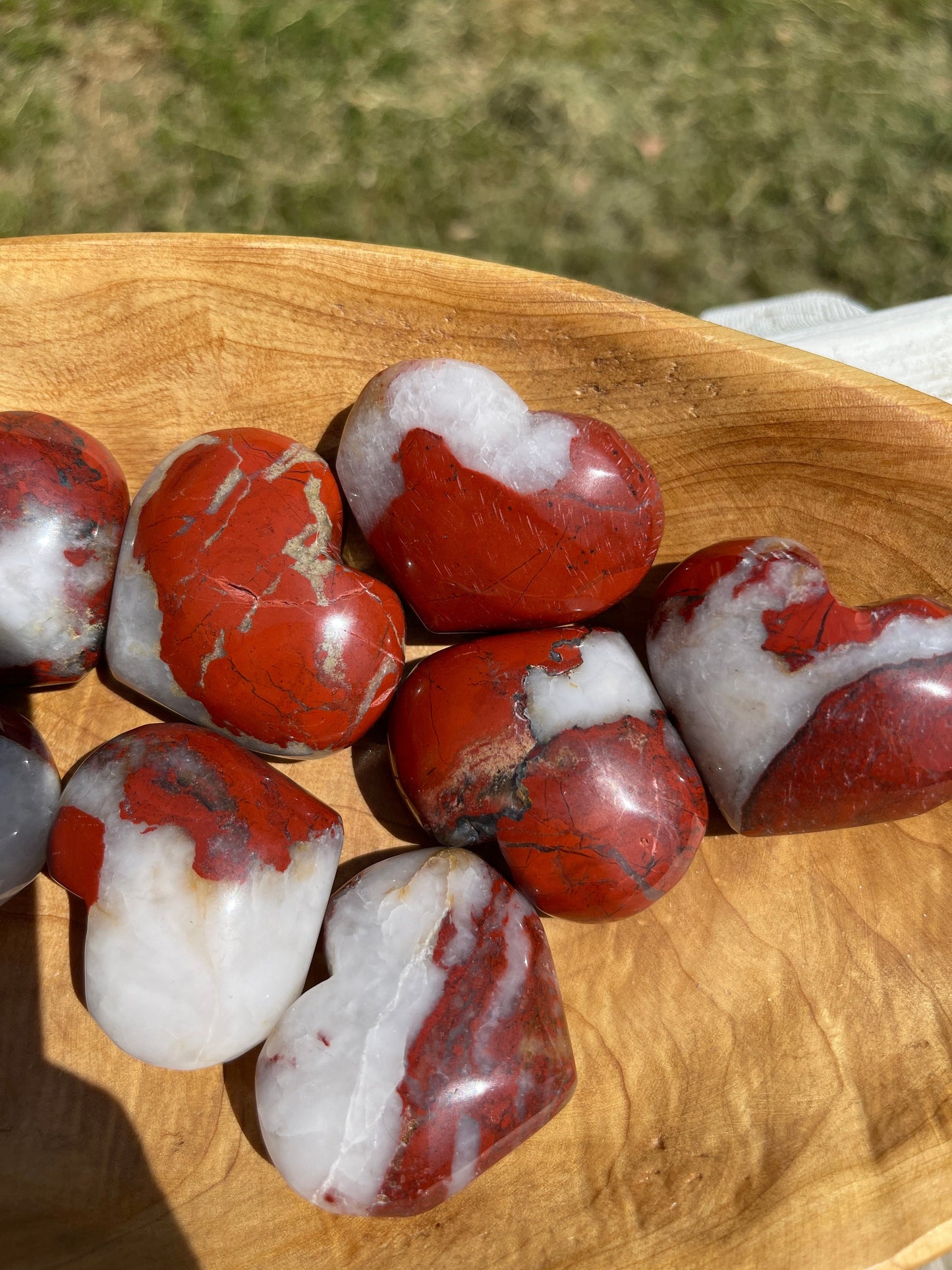 Red Jasper Heart Palm Stone