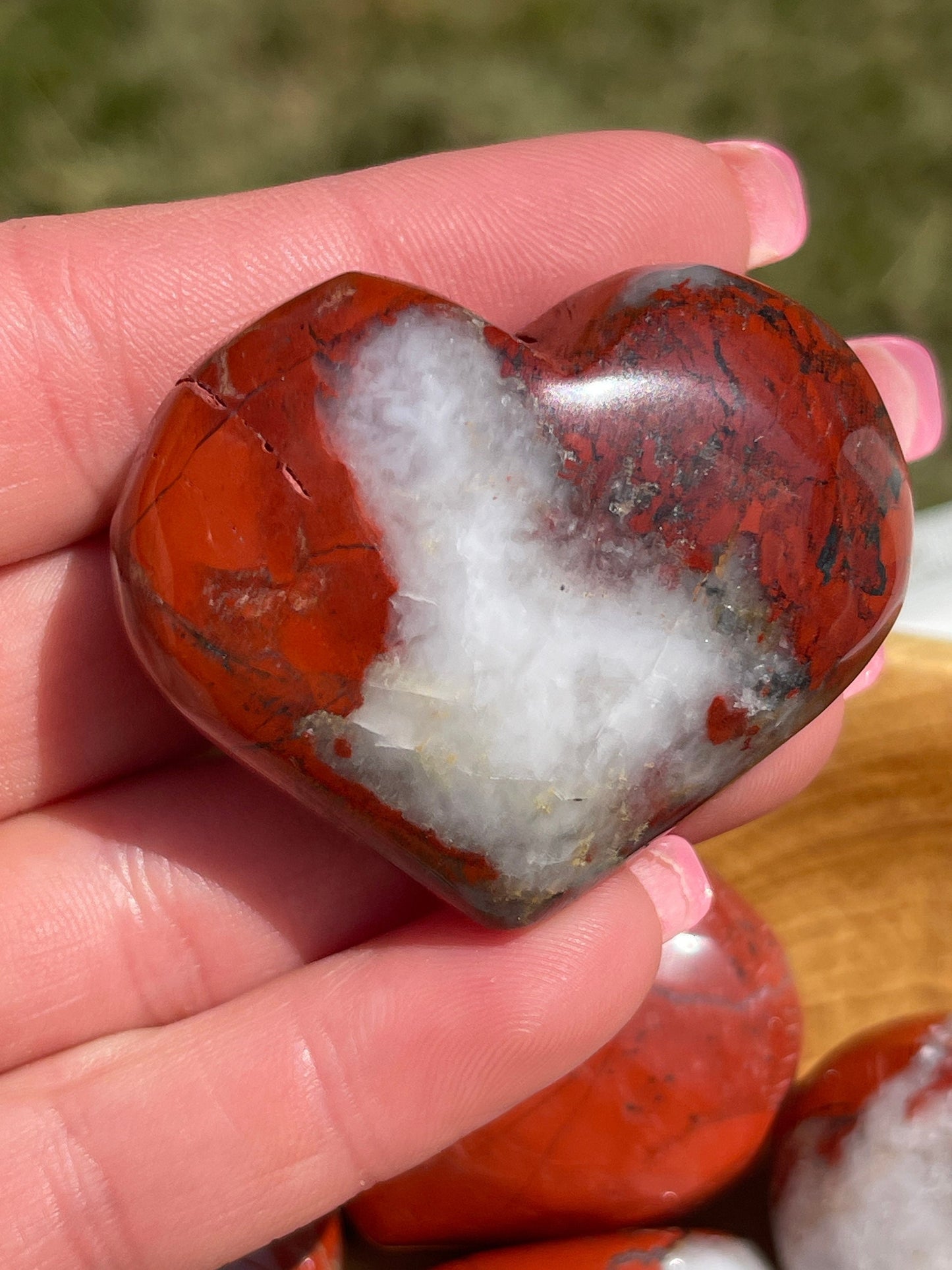 Red Jasper Heart Palm Stone
