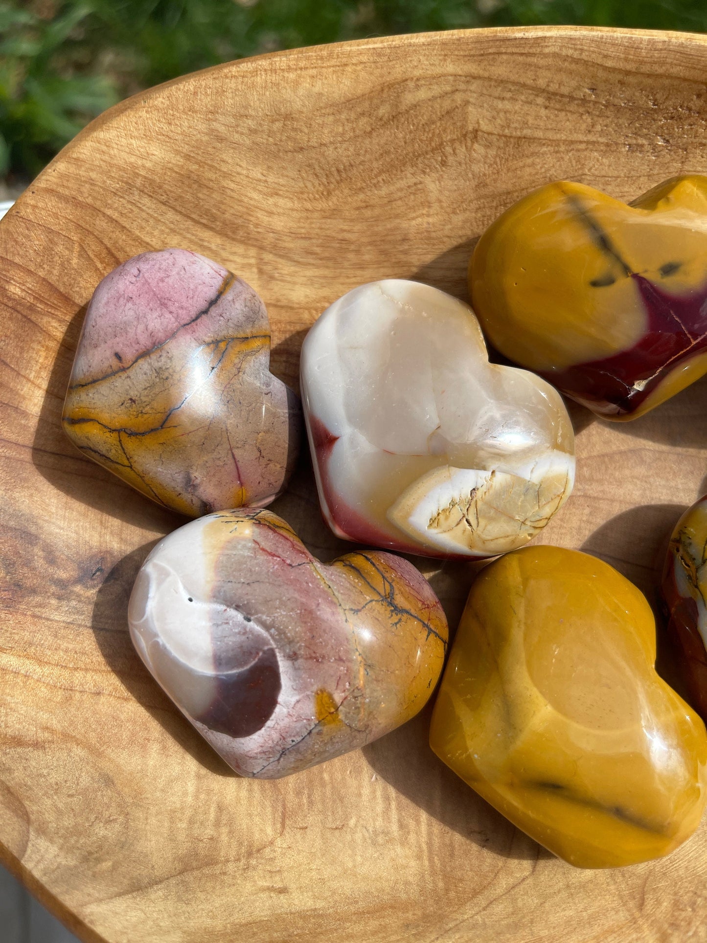 Mookaite Jasper Heart Palm Stone: Meditation Crystal Carving