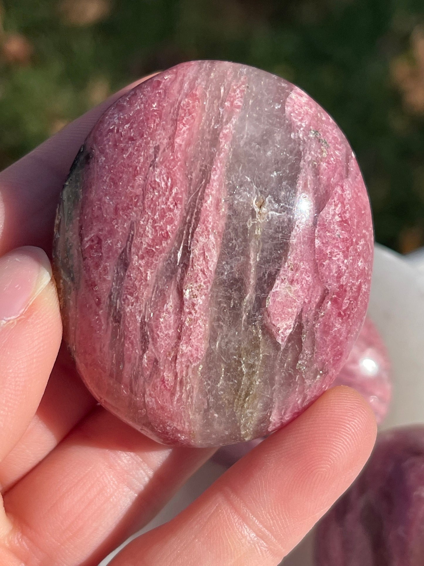1 Rhodonite Palm Stone