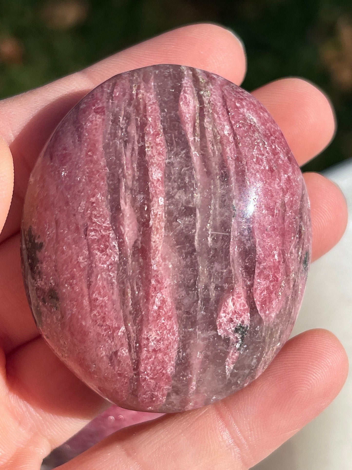 1 Rhodonite Palm Stone