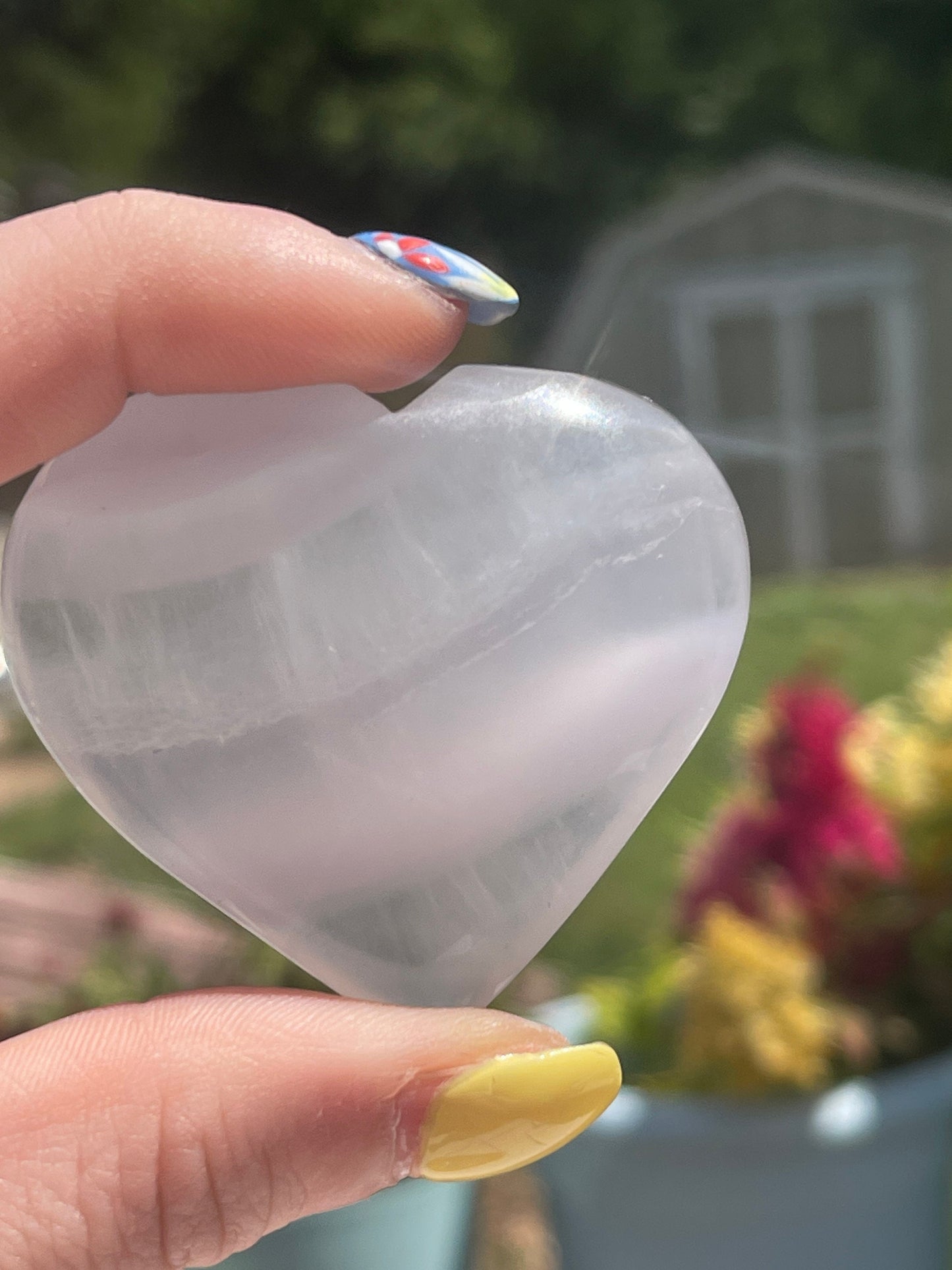 Lavender Fluorite Heart Palm Stone