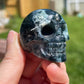 Moss Agate Skull Carving