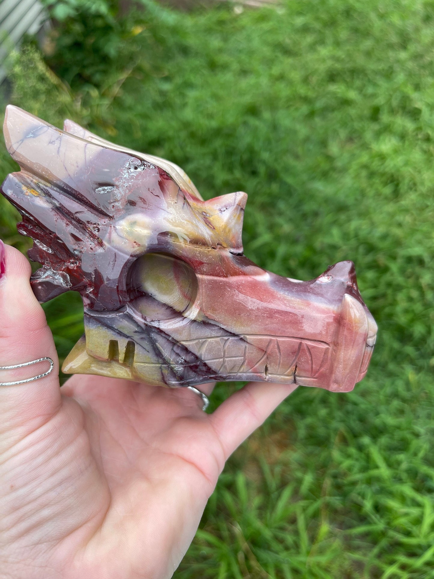 Heavy Mookaite Dragon Head Carving