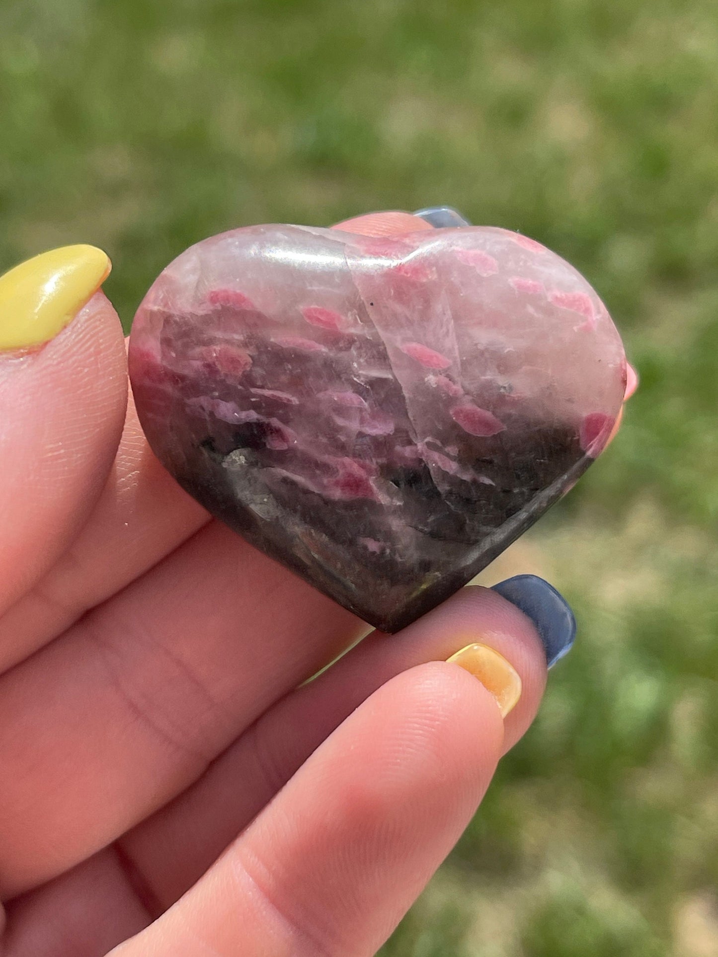 1 Rhodonite Heart Palm Stone