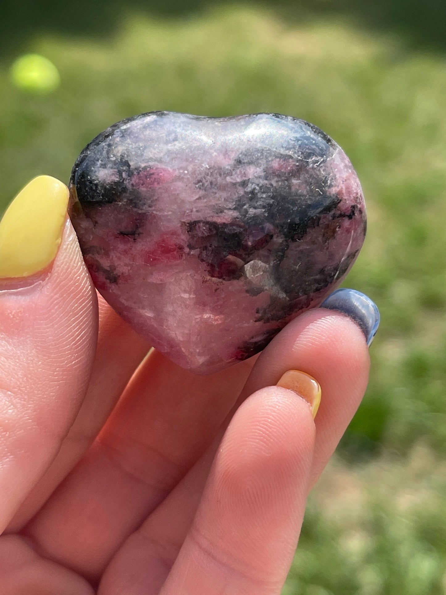 1 Rhodonite Heart Palm Stone