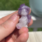 Mixed material mini witch cat carving