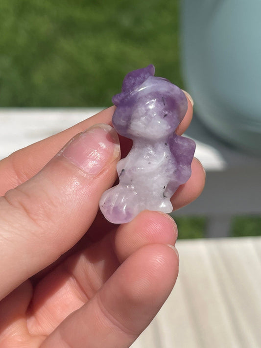 Mixed material mini witch cat carving
