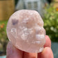 Pink Flower Agate Crystal Skull Carving: Meditation Stone