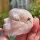 Pink Flower Agate Crystal Skull Carving: Meditation Stone