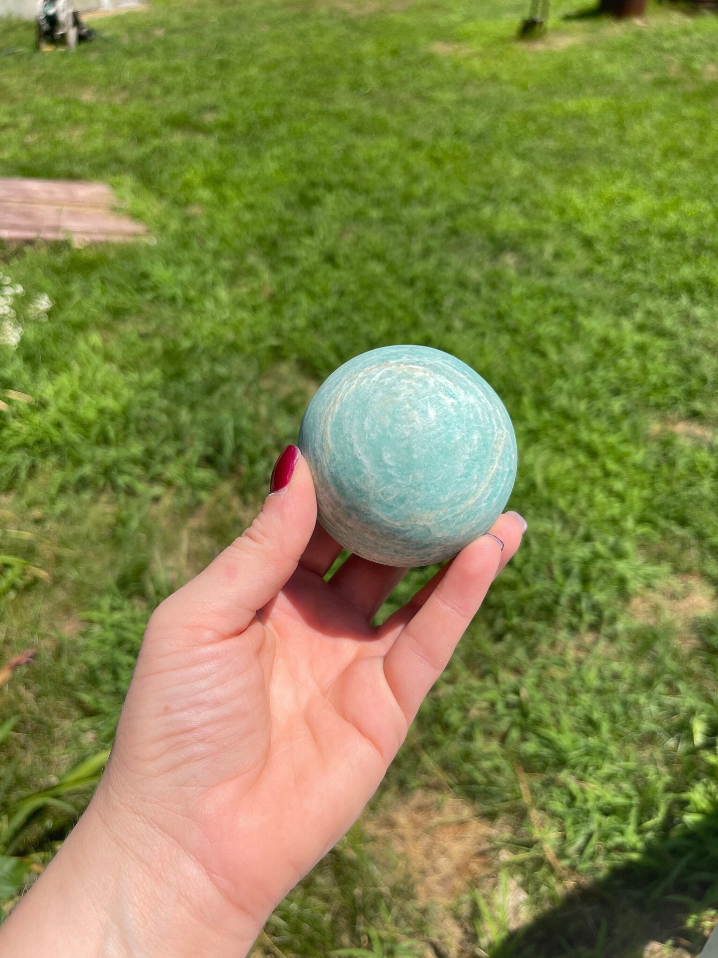 Amazonite Sphere: Green Microcline Feldspar Crystal