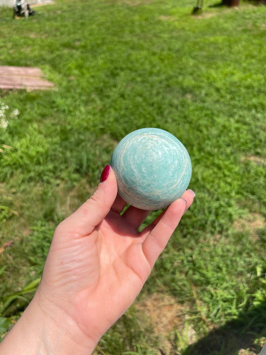 Amazonite Sphere: Green Microcline Feldspar Crystal