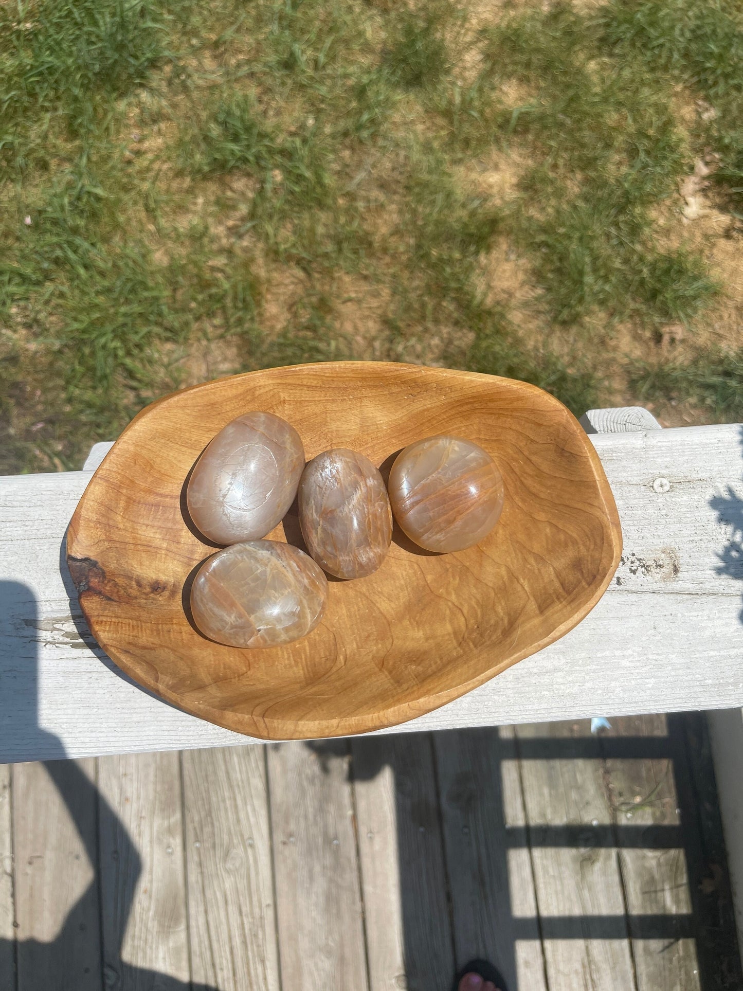 Peach Moonstone Palm Stone