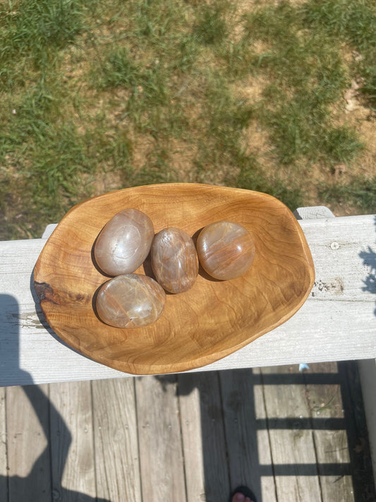 Peach Moonstone Palm Stone